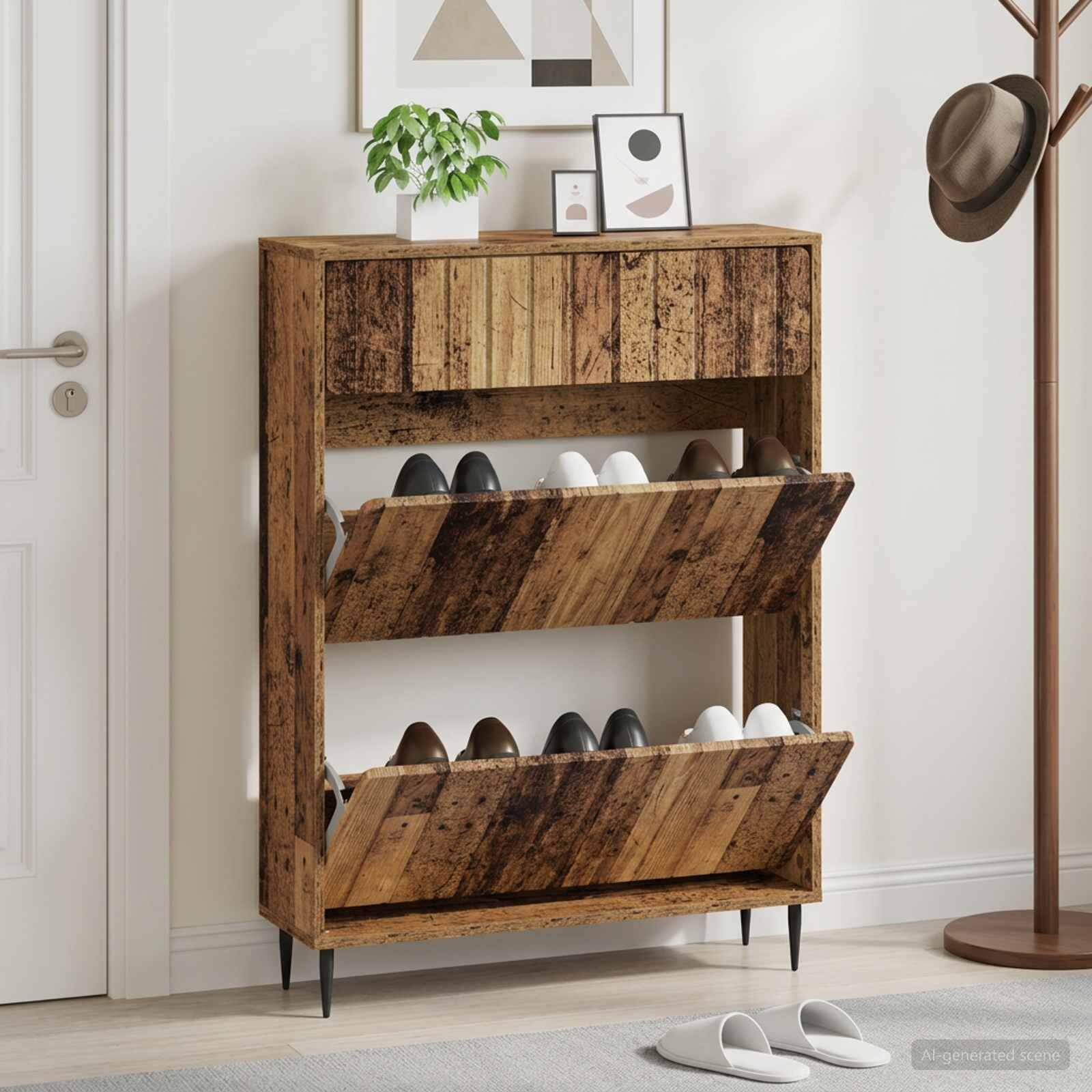 vidaXL Шкаф за обувки ZWOLLE 78 x 24 x 103 см Инженерна дървесина
