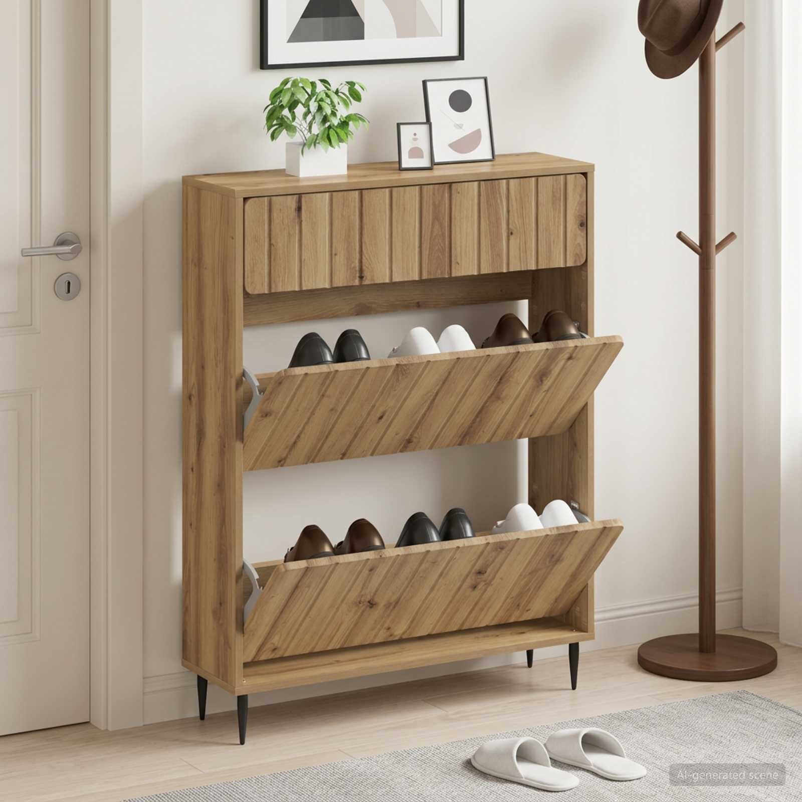 vidaXL Шкаф за обувки ZWOLLE 78 x 24 x 103 см Инженерна дървесина