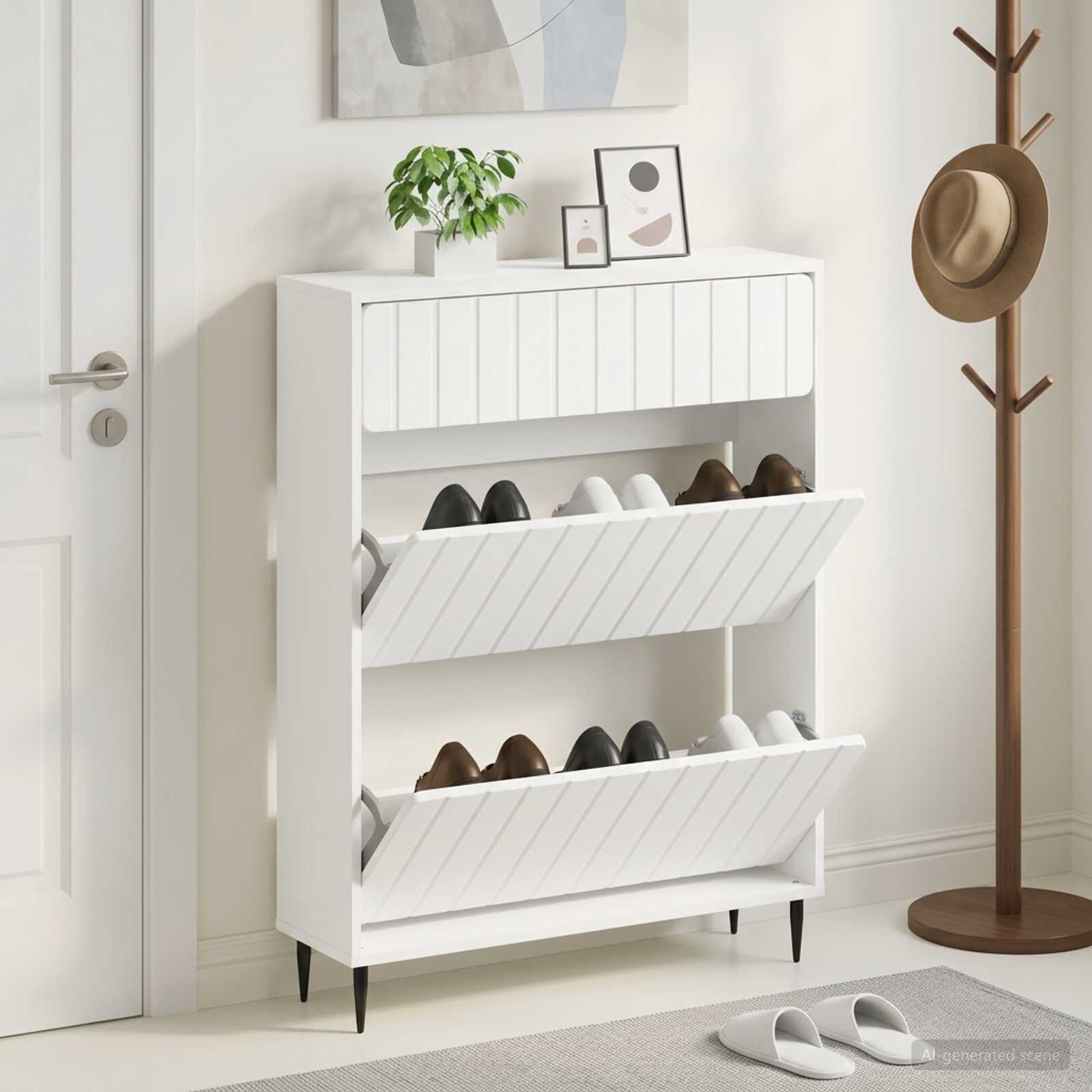 vidaXL Шкаф за обувки ZWOLLE 78 x 24 x 103 см Инженерна дървесина Бяло