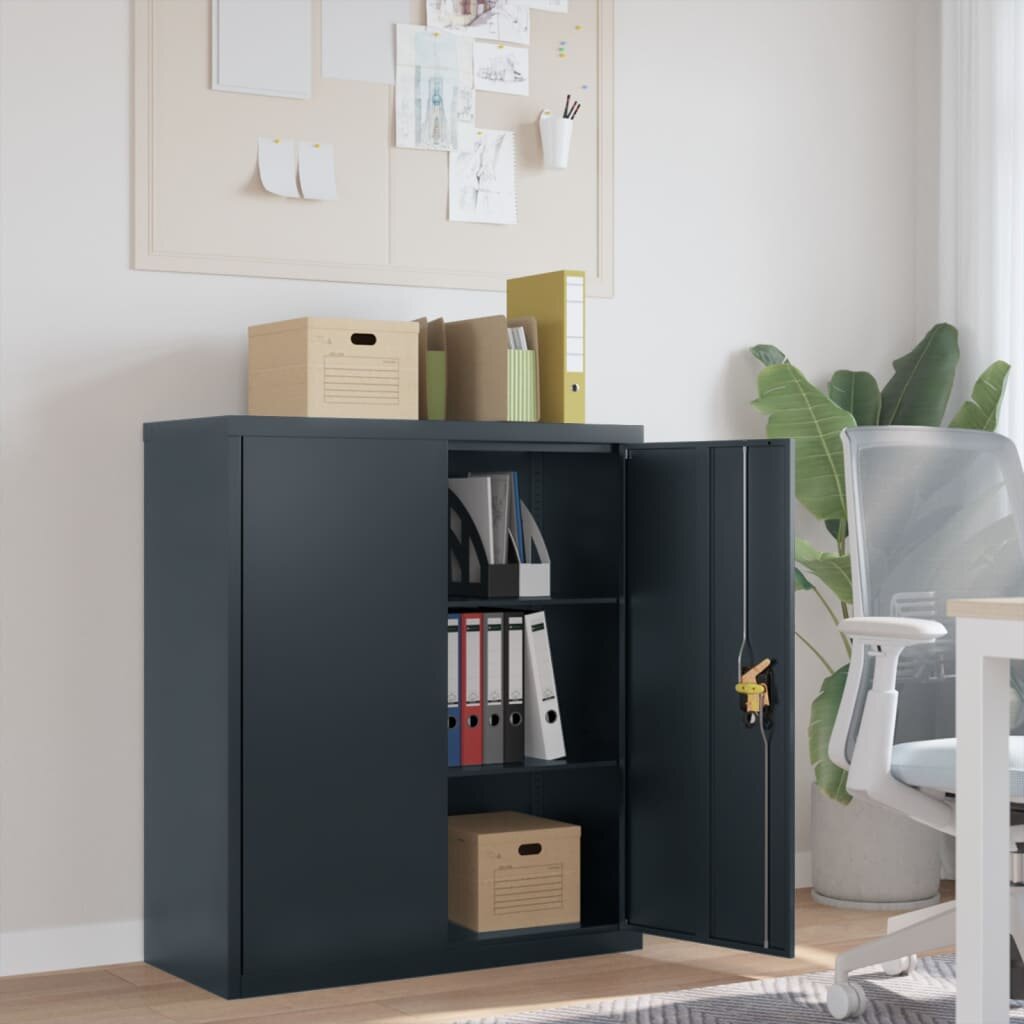 vidaXL Шкаф за папки антрацит 90x40x105 см стомана