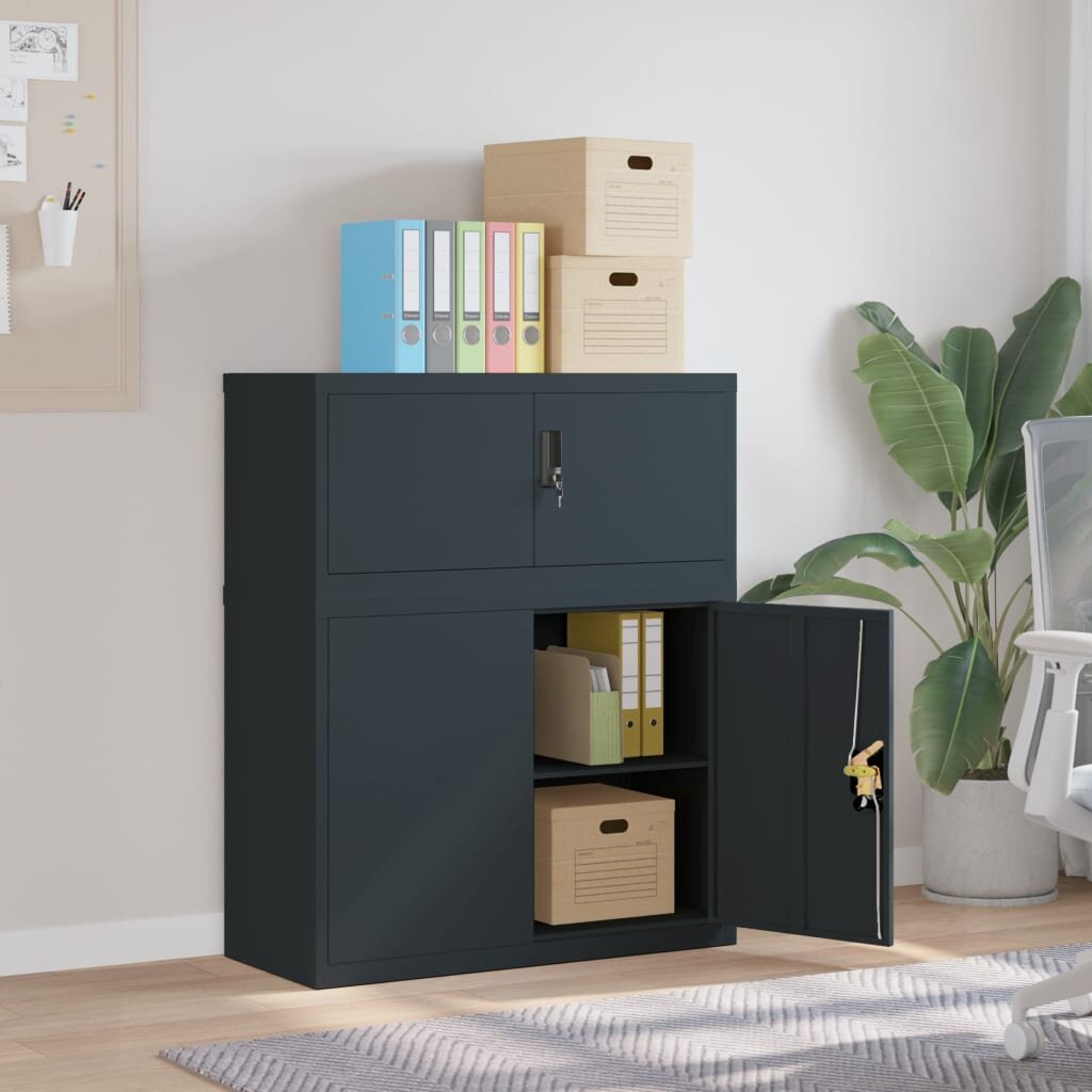 vidaXL Шкаф за папки антрацит 90x40x110 см стомана