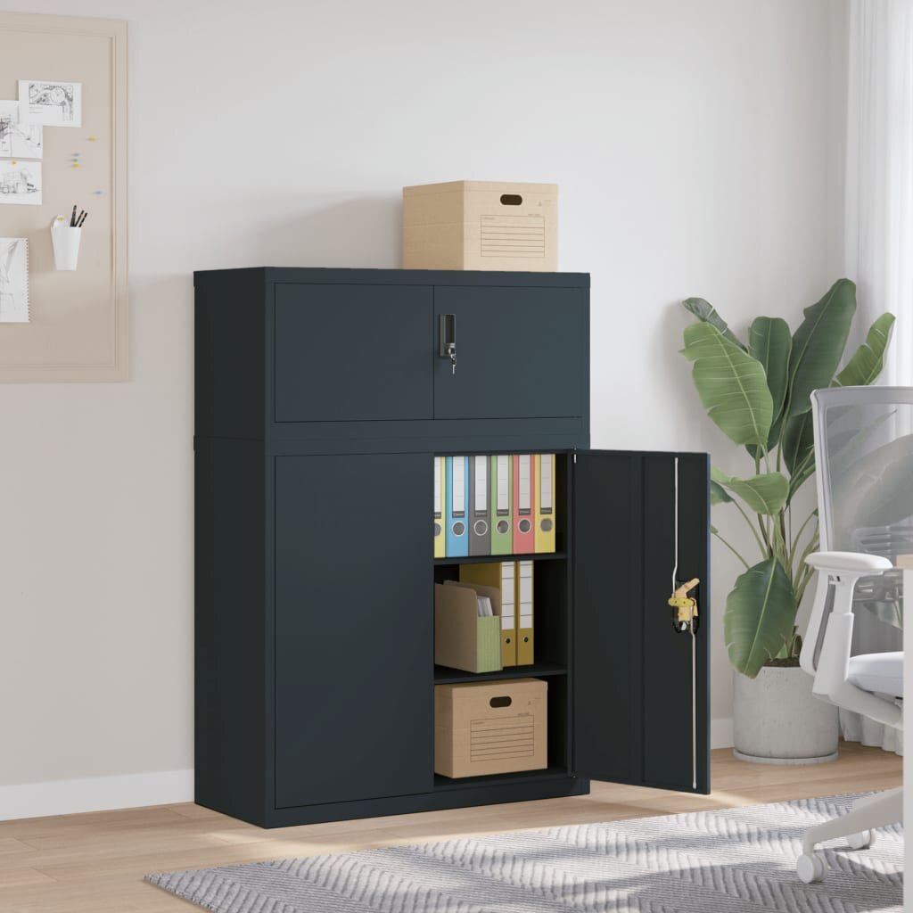 vidaXL Шкаф за папки антрацит 90x40x130 см стомана