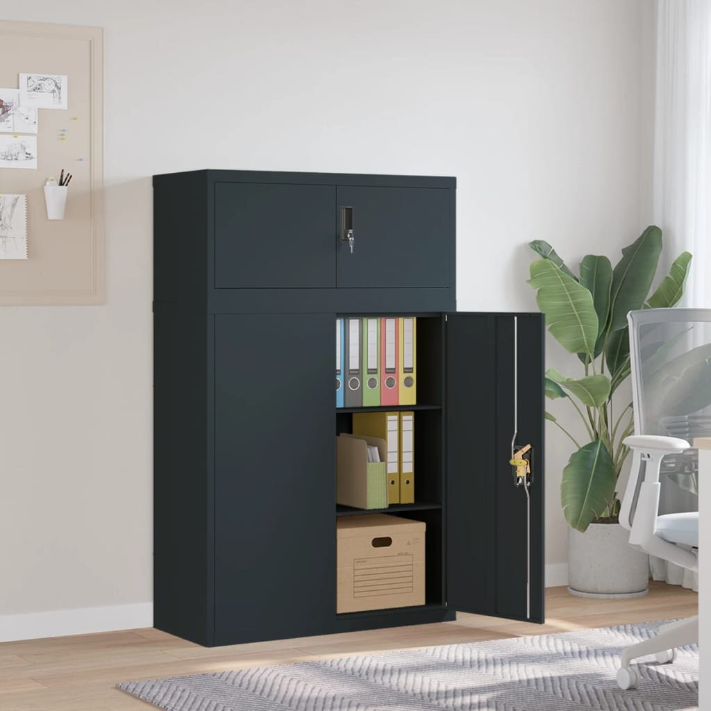 vidaXL Шкаф за папки антрацит 90x40x145 см стомана