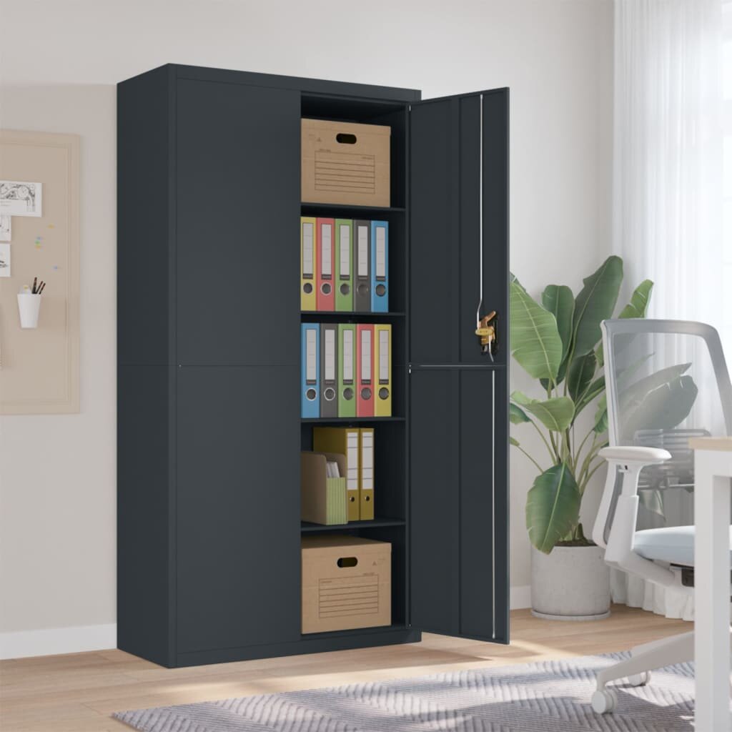 vidaXL Шкаф за папки антрацит 90x40x180 см стомана