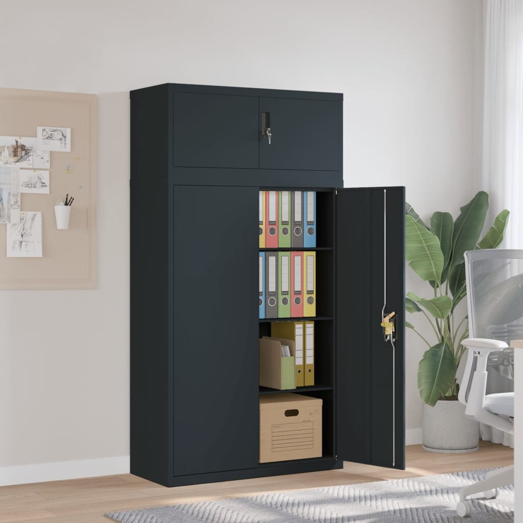 vidaXL Шкаф за папки антрацит 90x40x180 см стомана