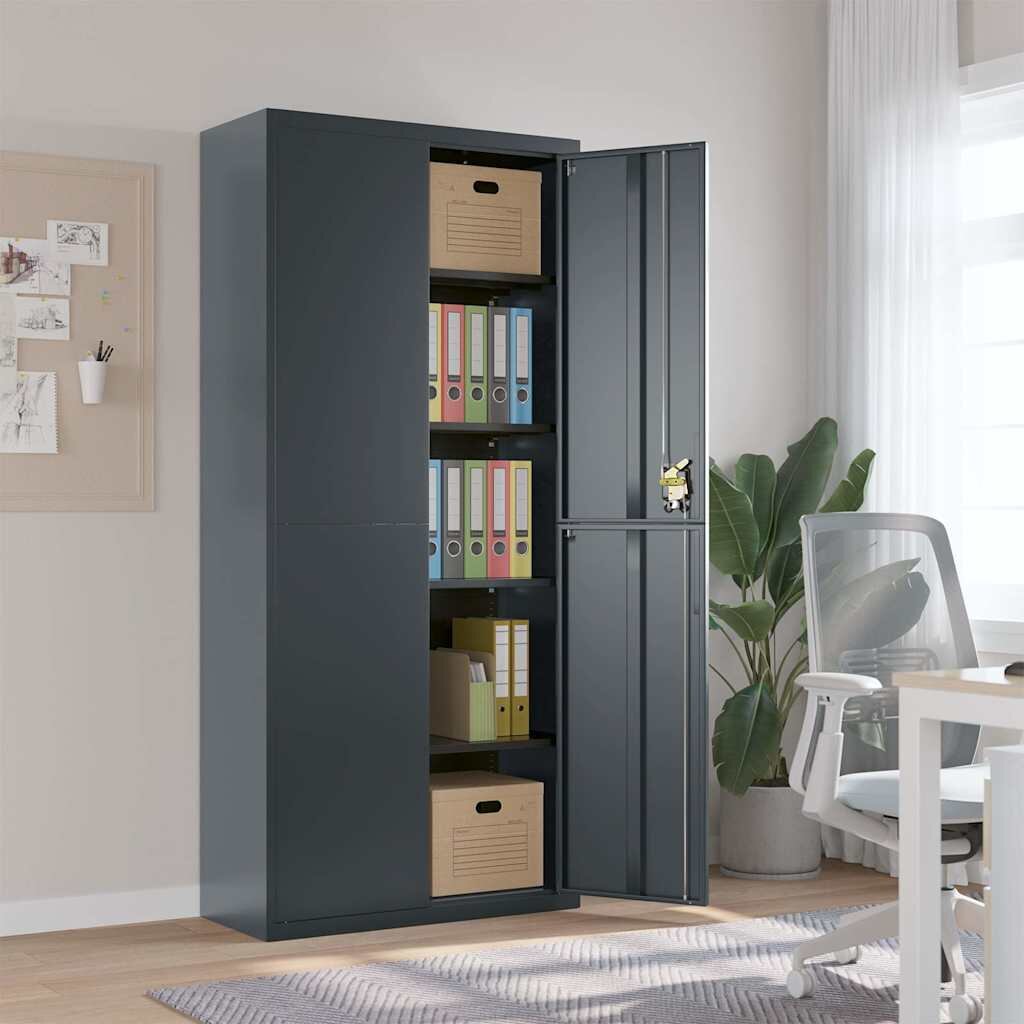 vidaXL Шкаф за папки антрацит 90x40x200 см стомана
