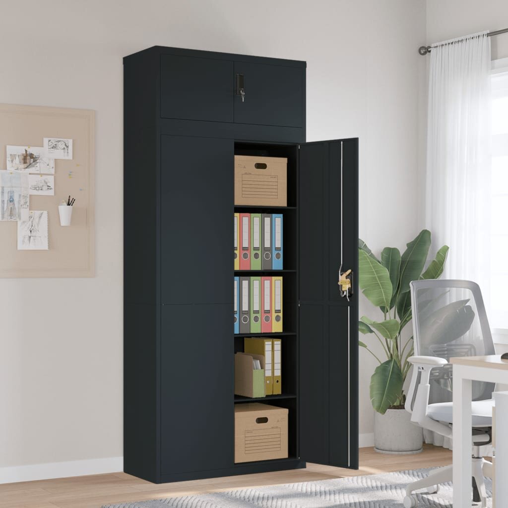 vidaXL Шкаф за папки антрацит 90x40x220 см стомана