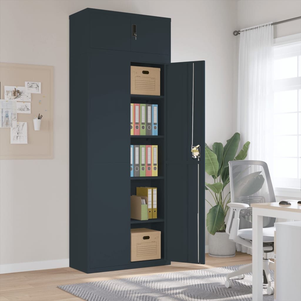 vidaXL Шкаф за папки антрацит 90x40x240 см стомана
