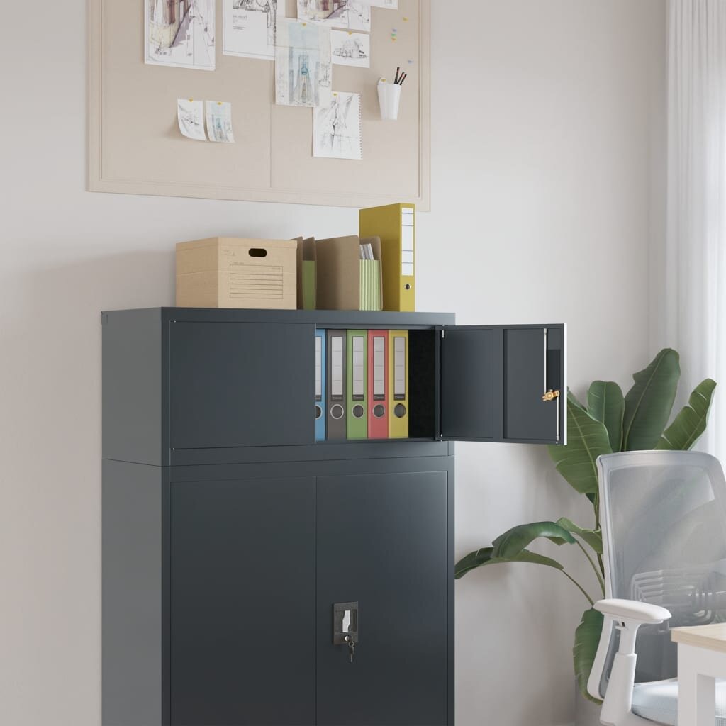 vidaXL Шкаф за папки антрацит 90x40x40 см стомана