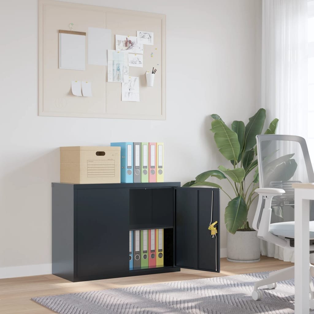 vidaXL Шкаф за папки антрацит 90x40x70 см стомана