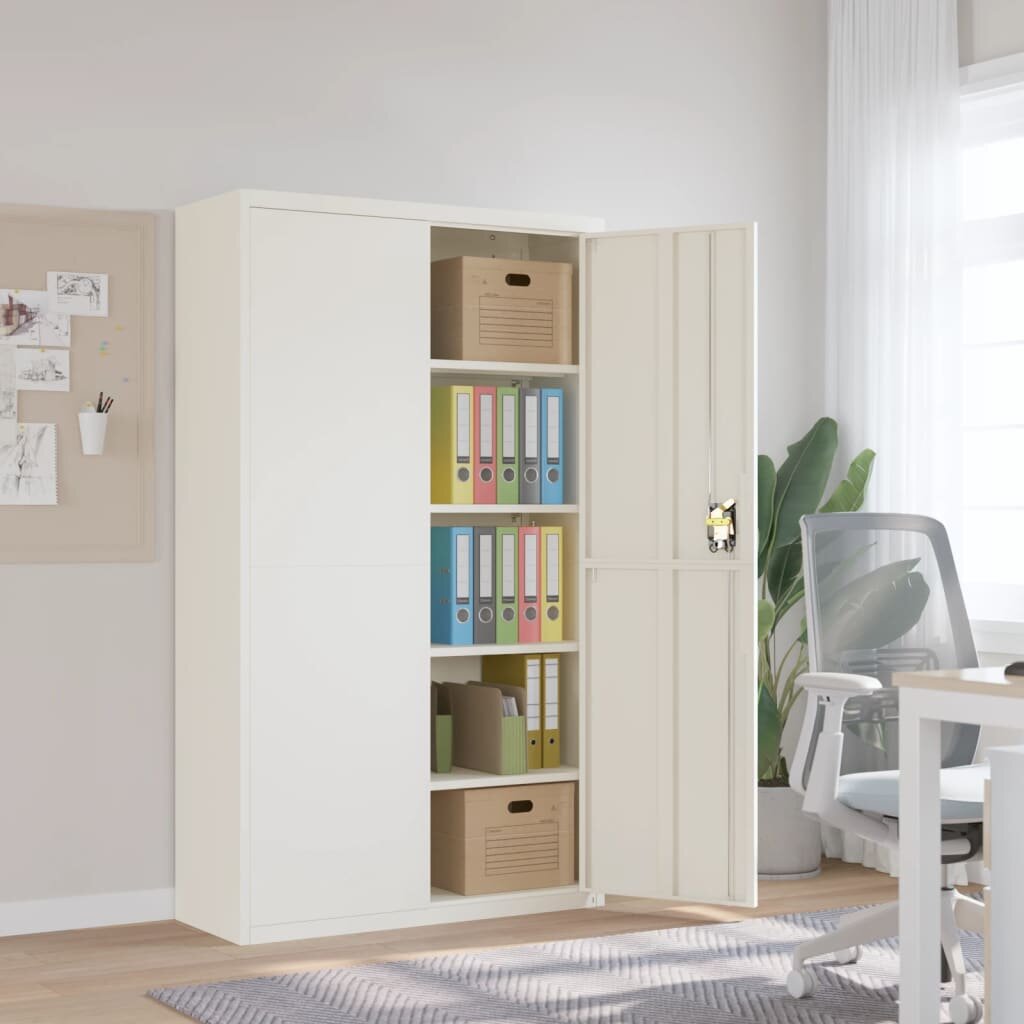 vidaXL Шкаф за папки бял 105x40x180 см стомана