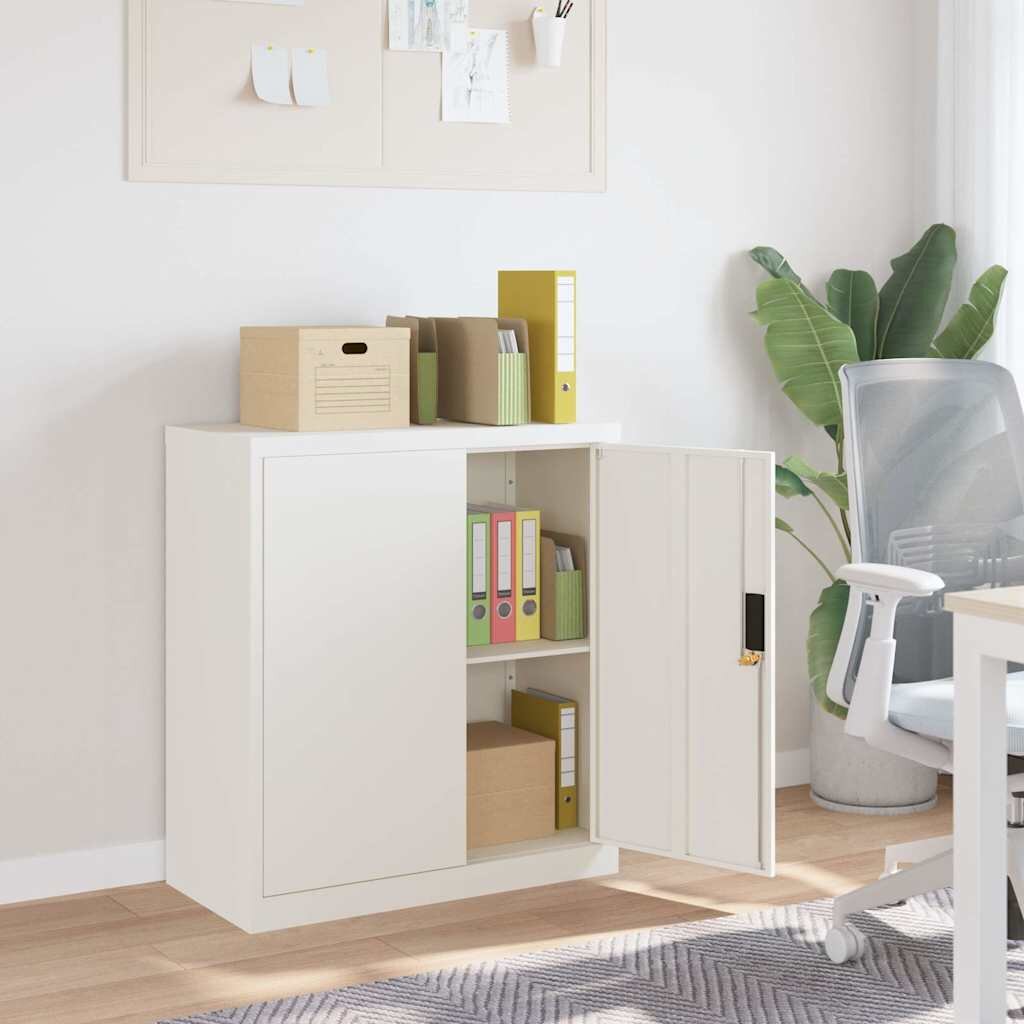 vidaXL Шкаф за папки бял 79x40x90 см стомана