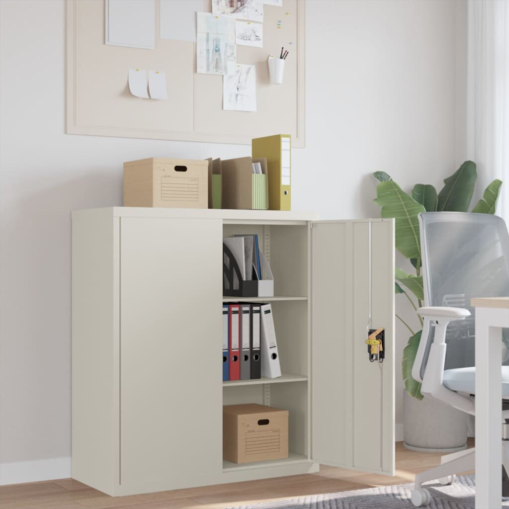 vidaXL Шкаф за папки бял 90x40x105 см стомана