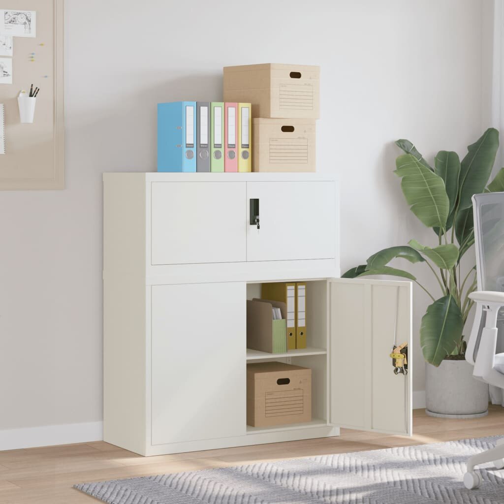 vidaXL Шкаф за папки бял 90x40x110 см стомана