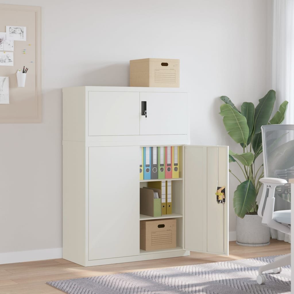 vidaXL Шкаф за папки бял 90x40x130 см стомана