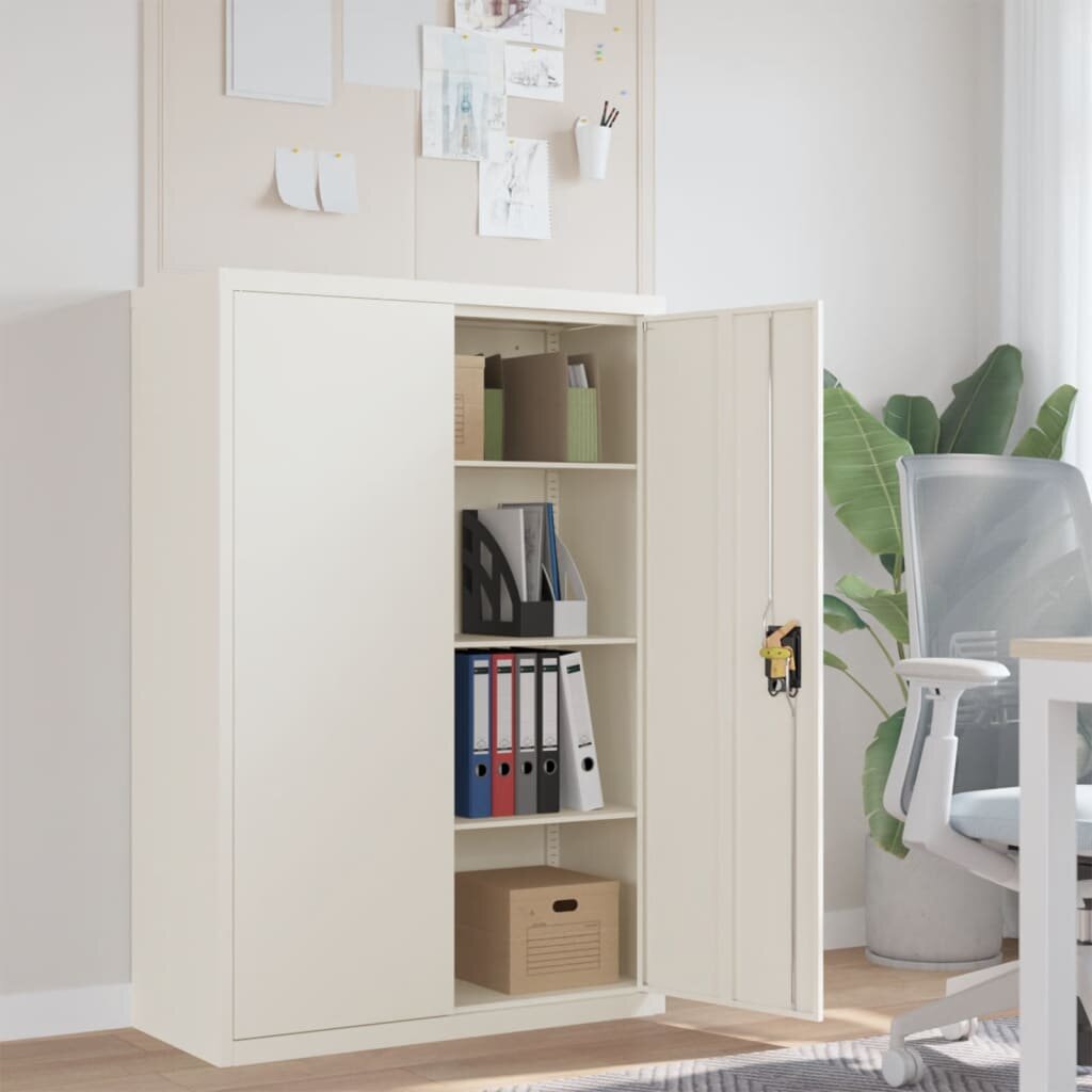 vidaXL Шкаф за папки бял 90x40x140 см стомана