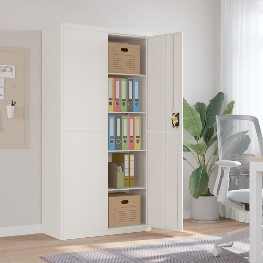 vidaXL Шкаф за папки бял 90x40x180 см стомана