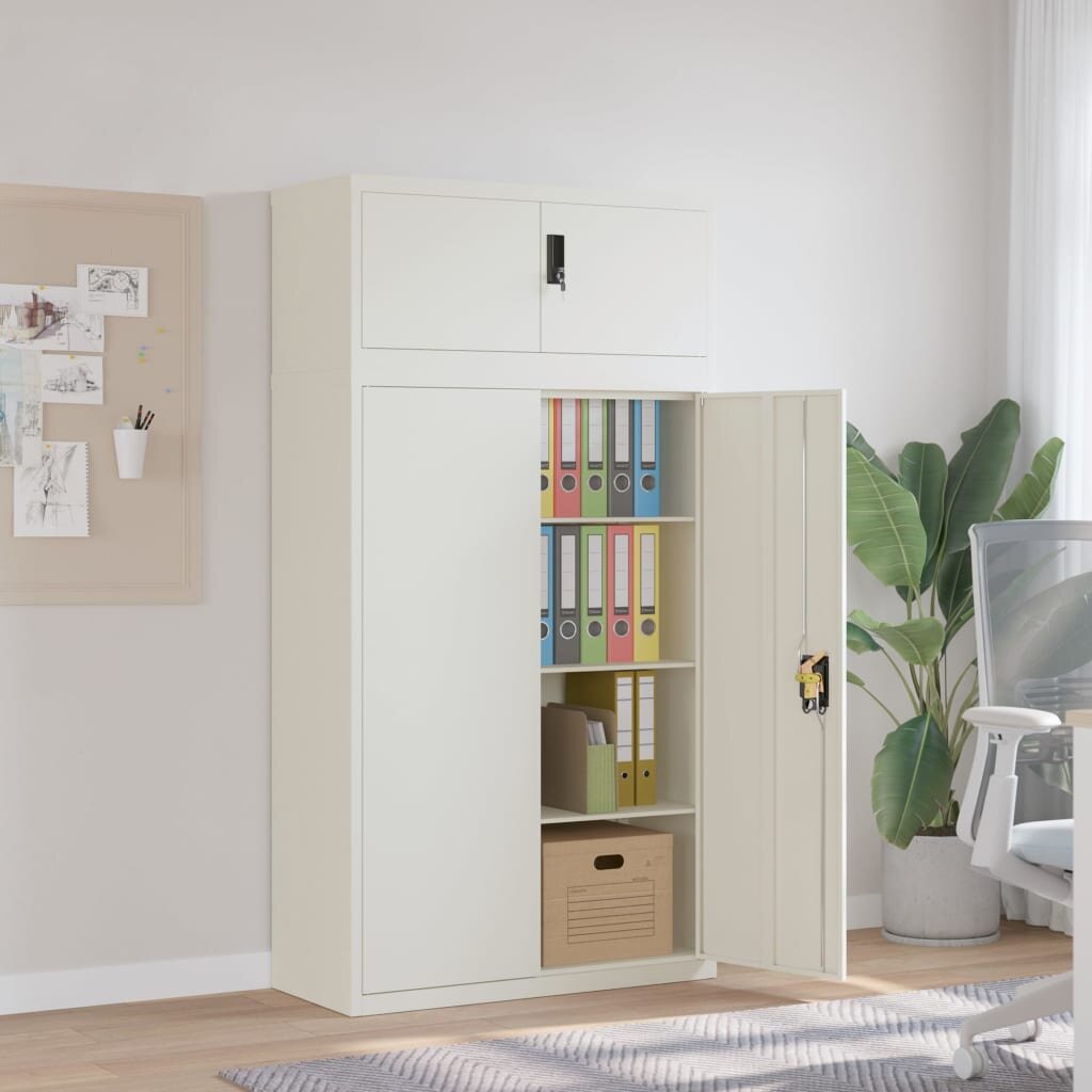 vidaXL Шкаф за папки бял 90x40x180 см стомана