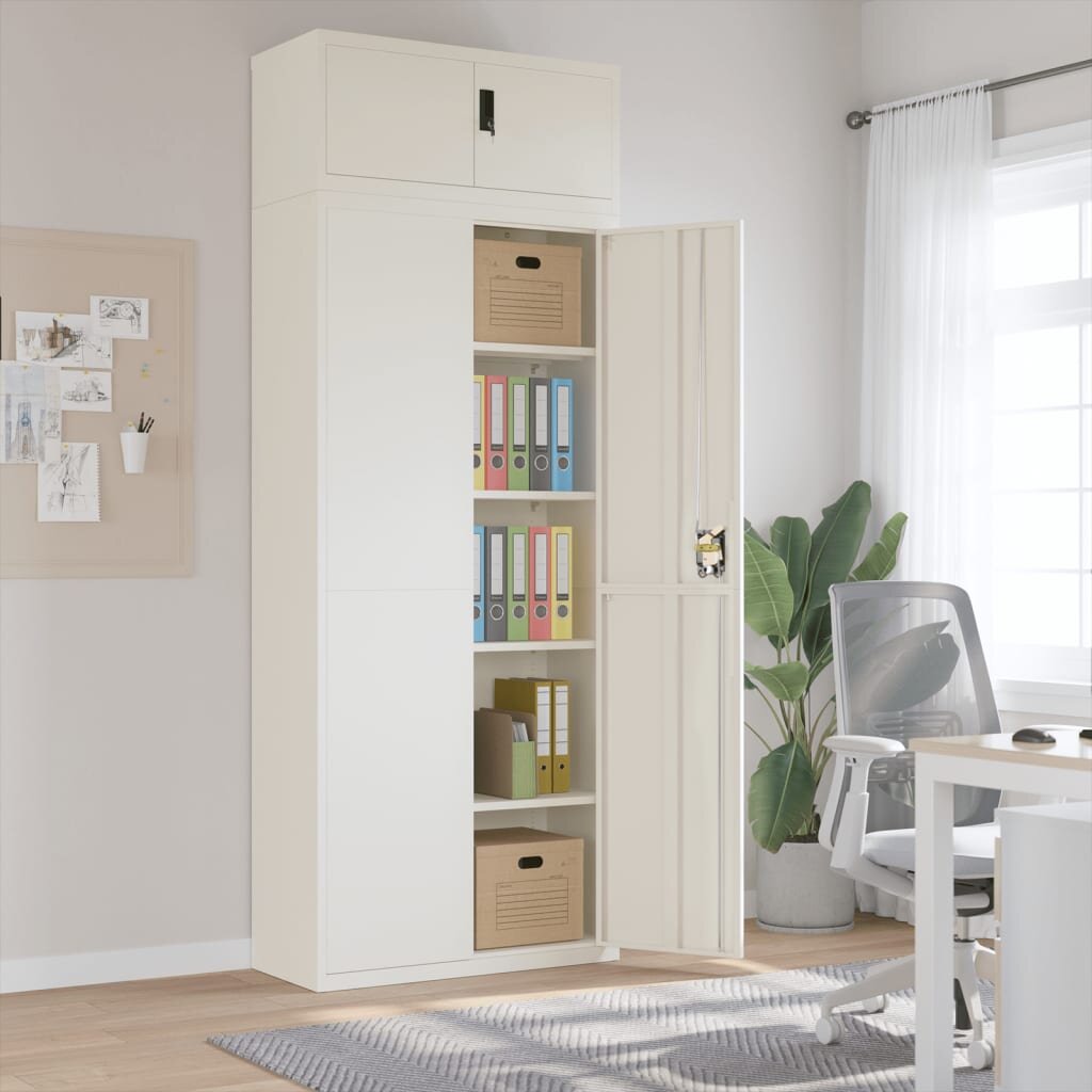 vidaXL Шкаф за папки бял 90x40x240 см стомана