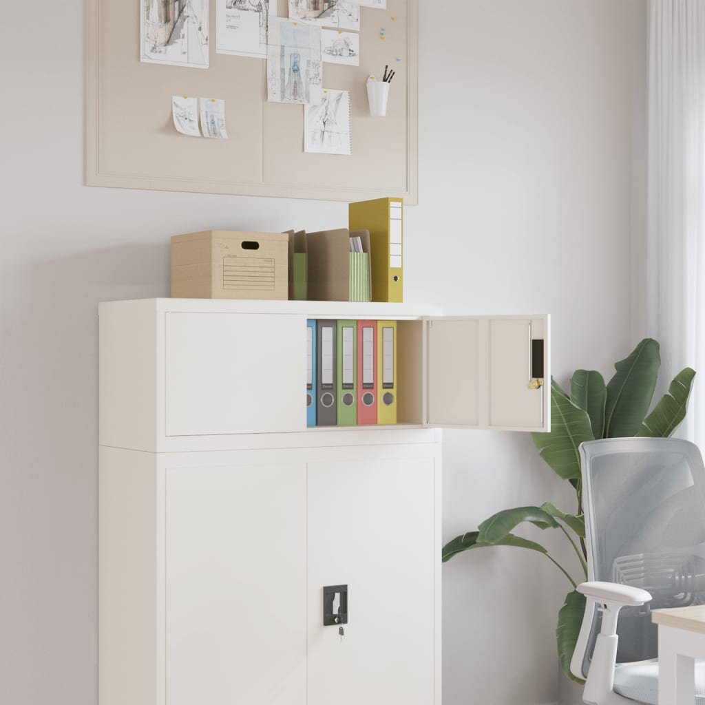 vidaXL Шкаф за папки бял 90x40x40 см стомана