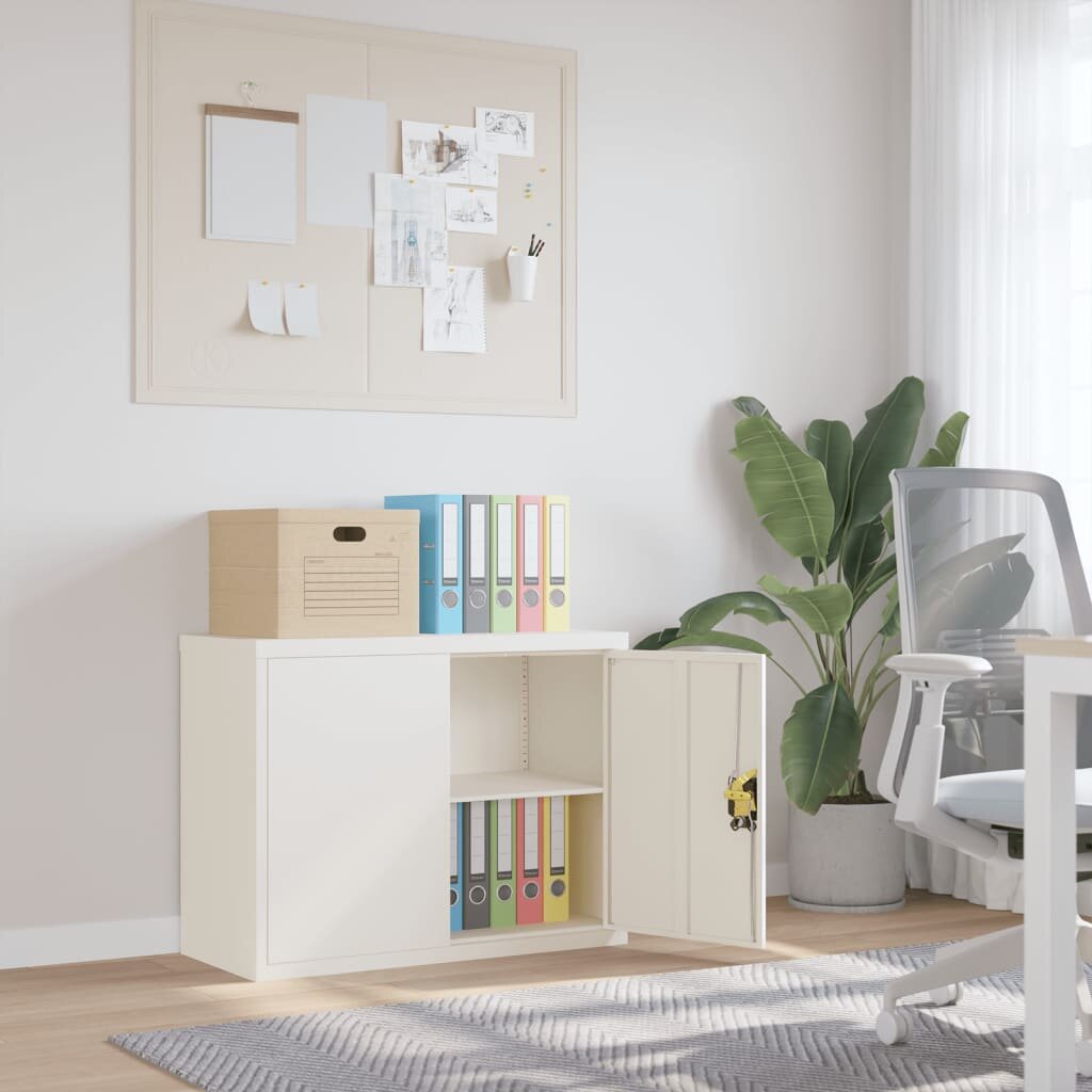 vidaXL Шкаф за папки бял 90x40x70 см стомана