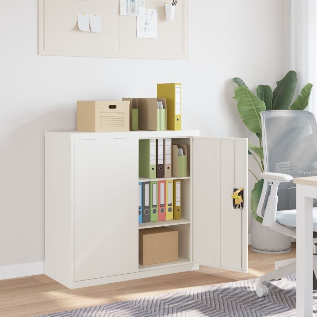 vidaXL Шкаф за папки бял 90x40x90 см стомана