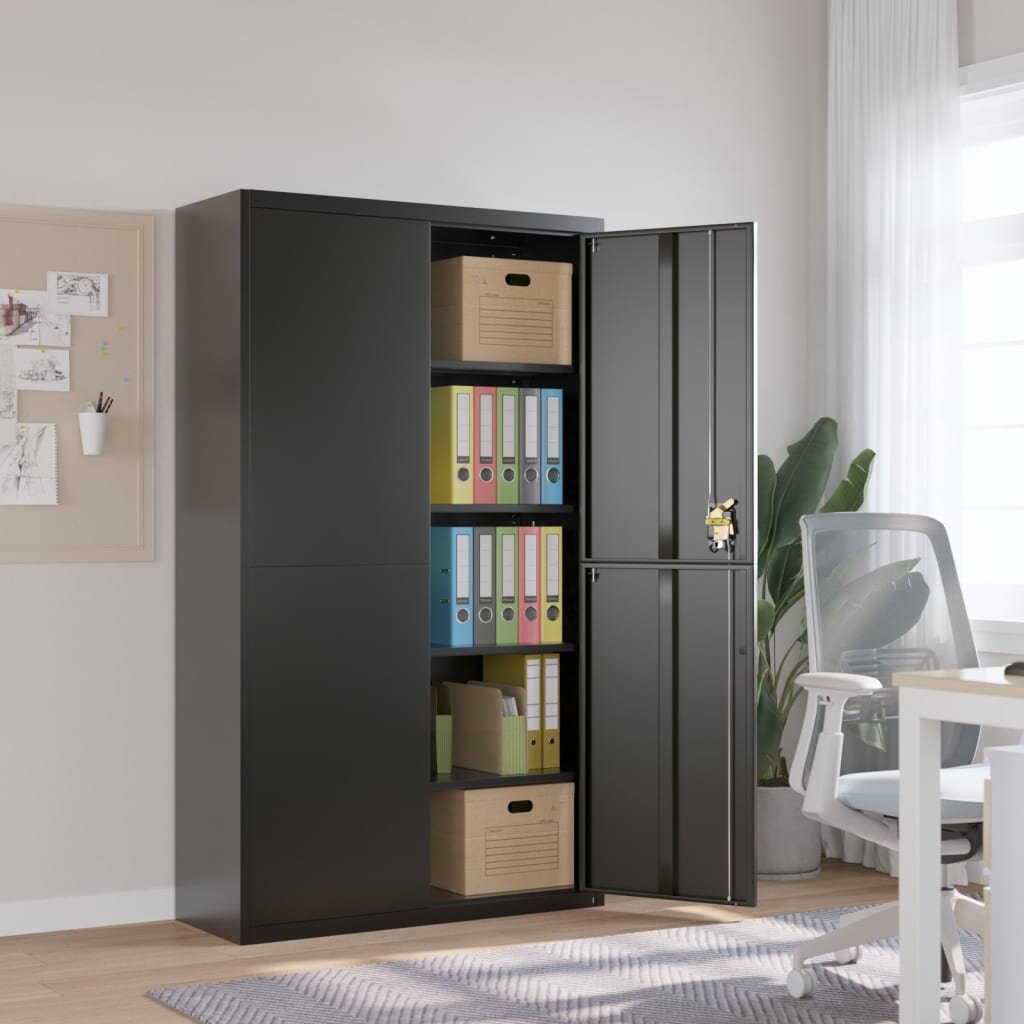 vidaXL Шкаф за папки черен 105x40x180 см стомана