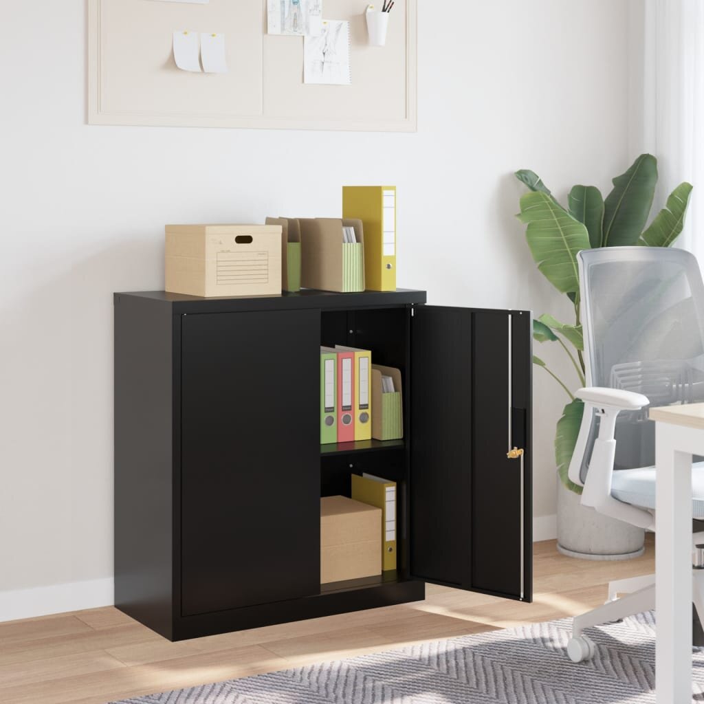 vidaXL Шкаф за папки черен 79x40x90 см стомана
