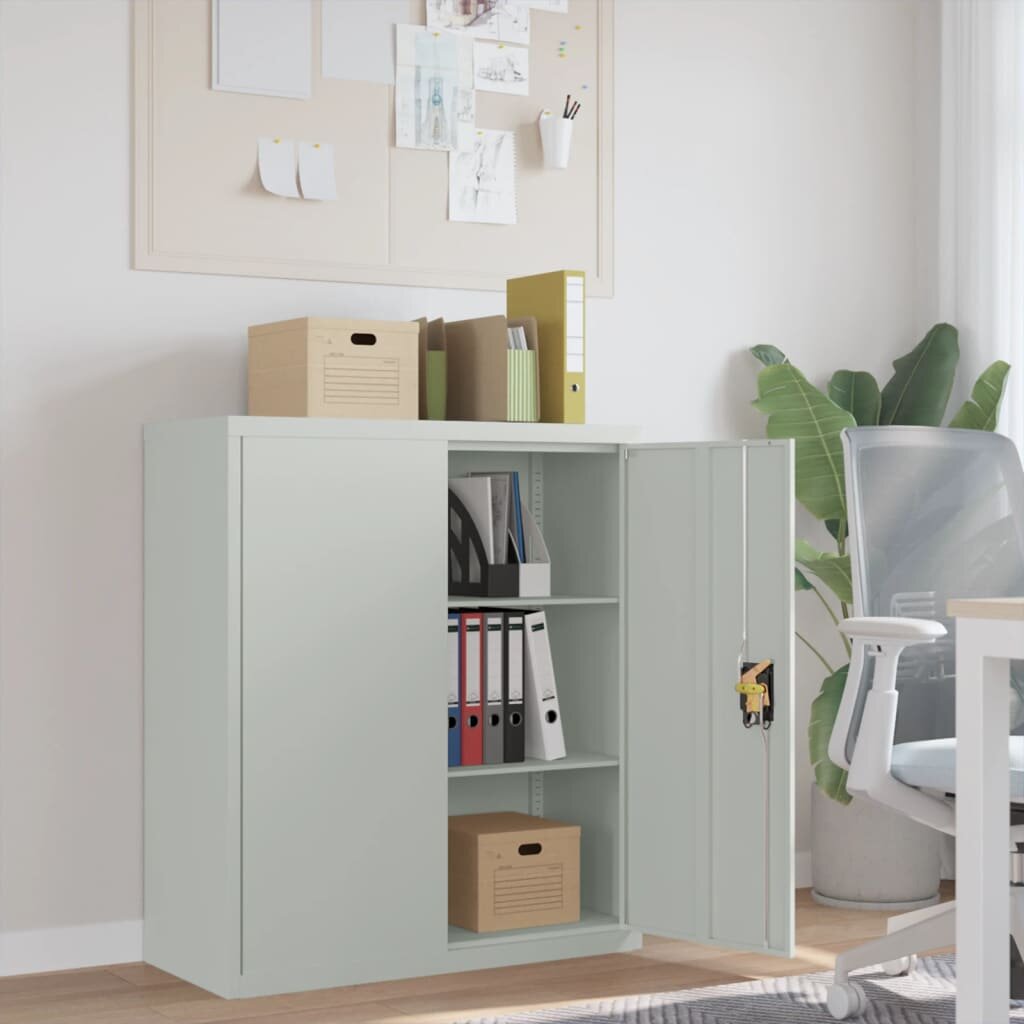 vidaXL Шкаф за папки сив 90x40x105 см стомана