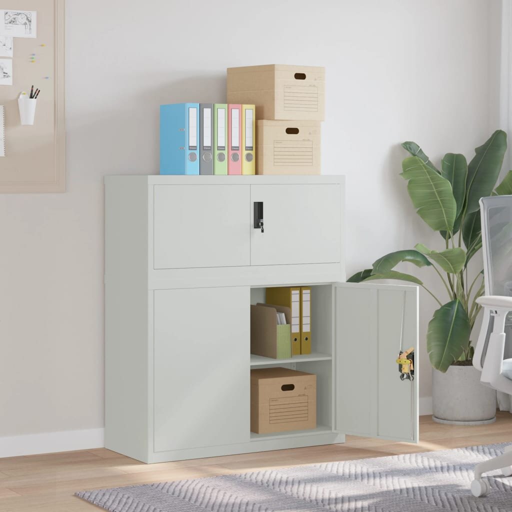 vidaXL Шкаф за папки светлосив 90x40x110 см стомана
