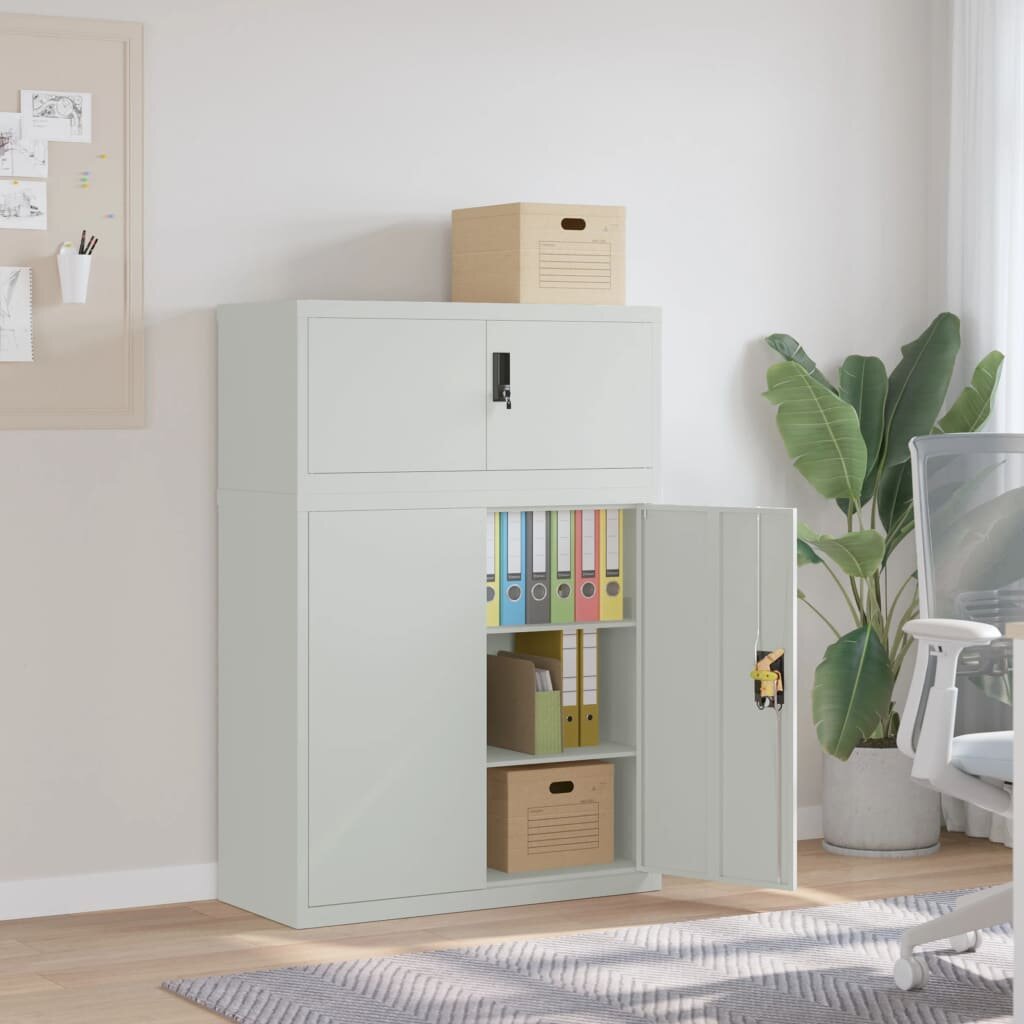 vidaXL Шкаф за папки светлосив 90x40x130 см стомана