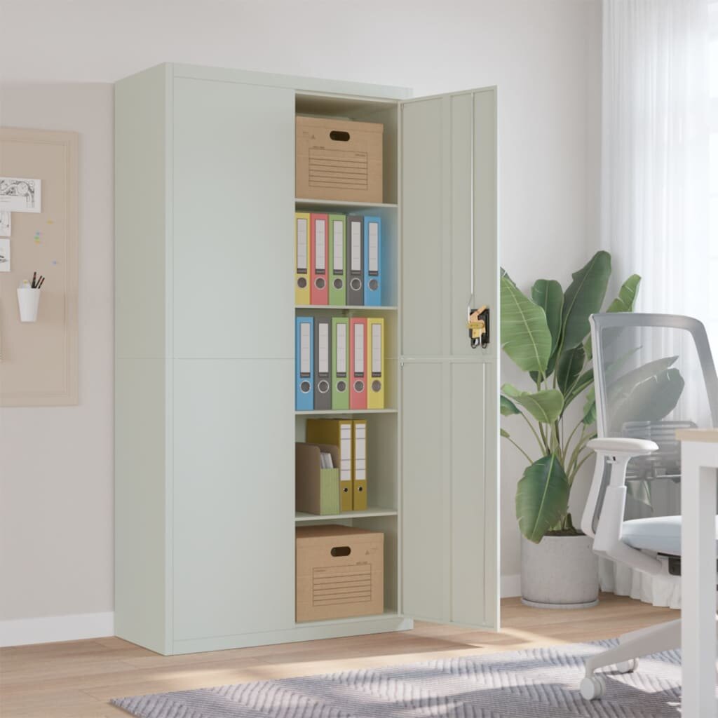 vidaXL Шкаф за папки светлосив 90x40x180 см стомана