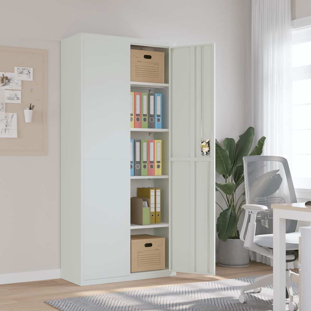 vidaXL Шкаф за папки светлосив 90x40x200 см стомана