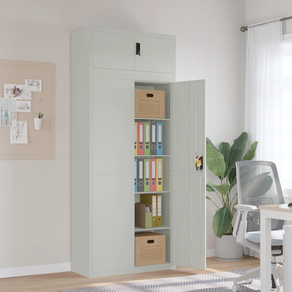 vidaXL Шкаф за папки светлосив 90x40x220 см стомана