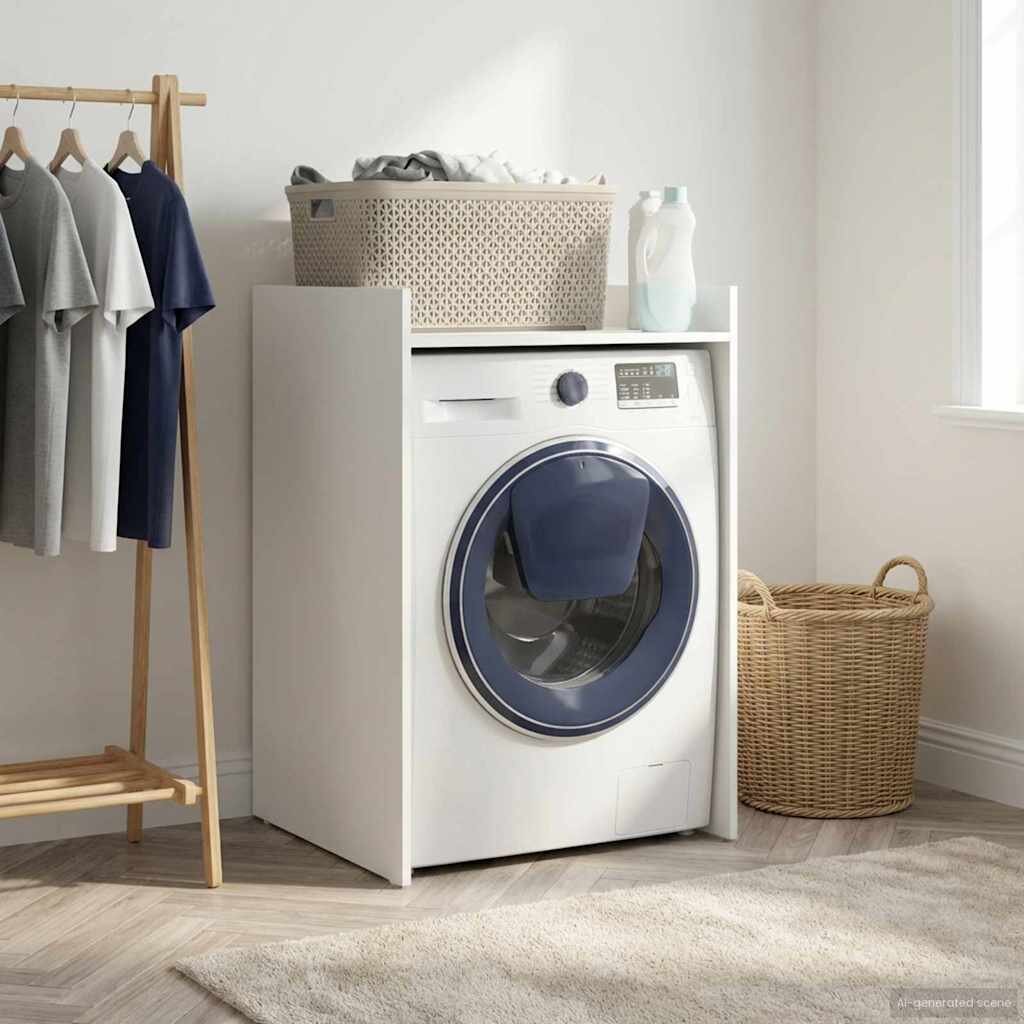 vidaXL Шкаф за пералня Бяло 675 x 62 x 97 см Инженерна дървесина