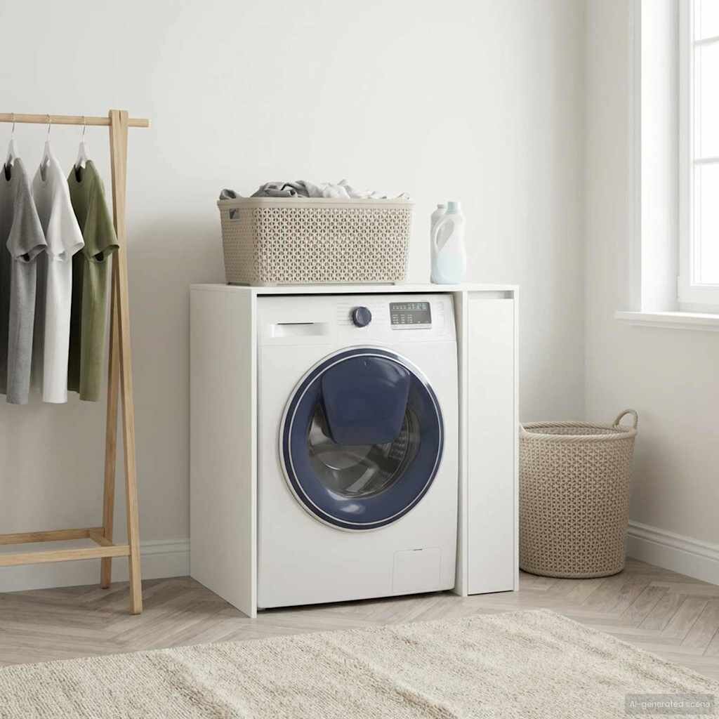 vidaXL Шкаф за пералня Бяло 87 x 60 x 89 см Инженерна дървесина