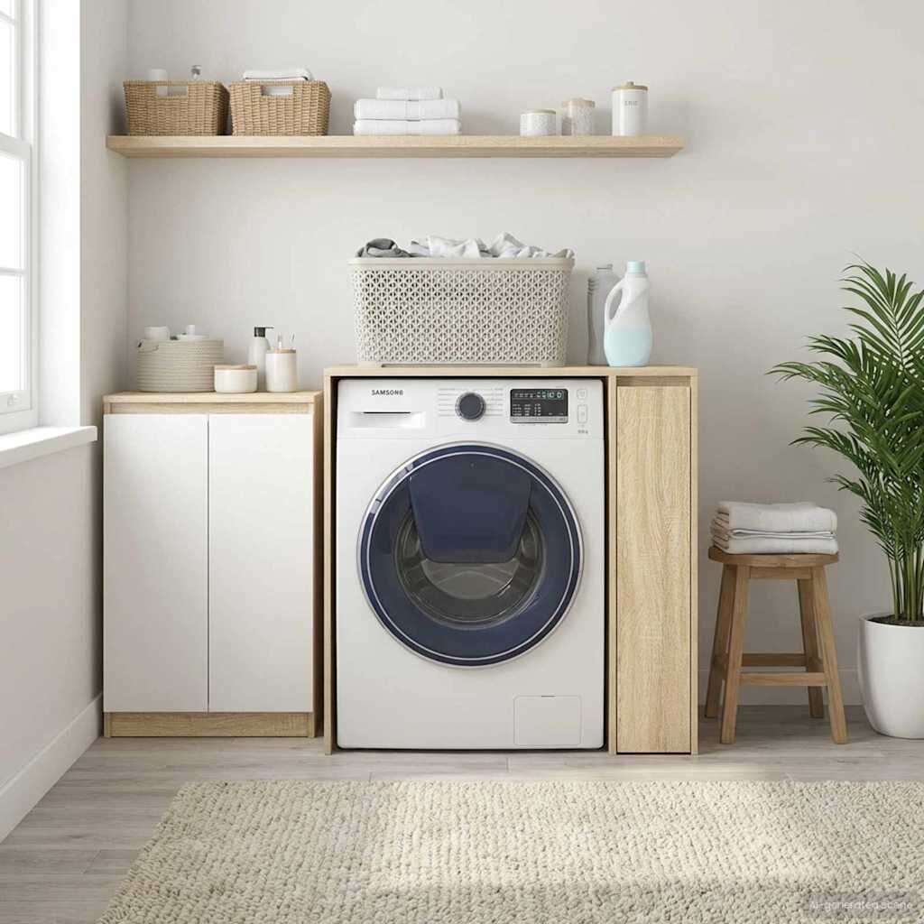 vidaXL Шкаф за пералня Дъб сонома 87 x 60 x 89 см Инженерна дървесина