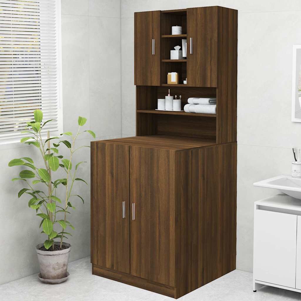 vidaXL Шкаф за пералня кафяв дъб 705x255x90 см