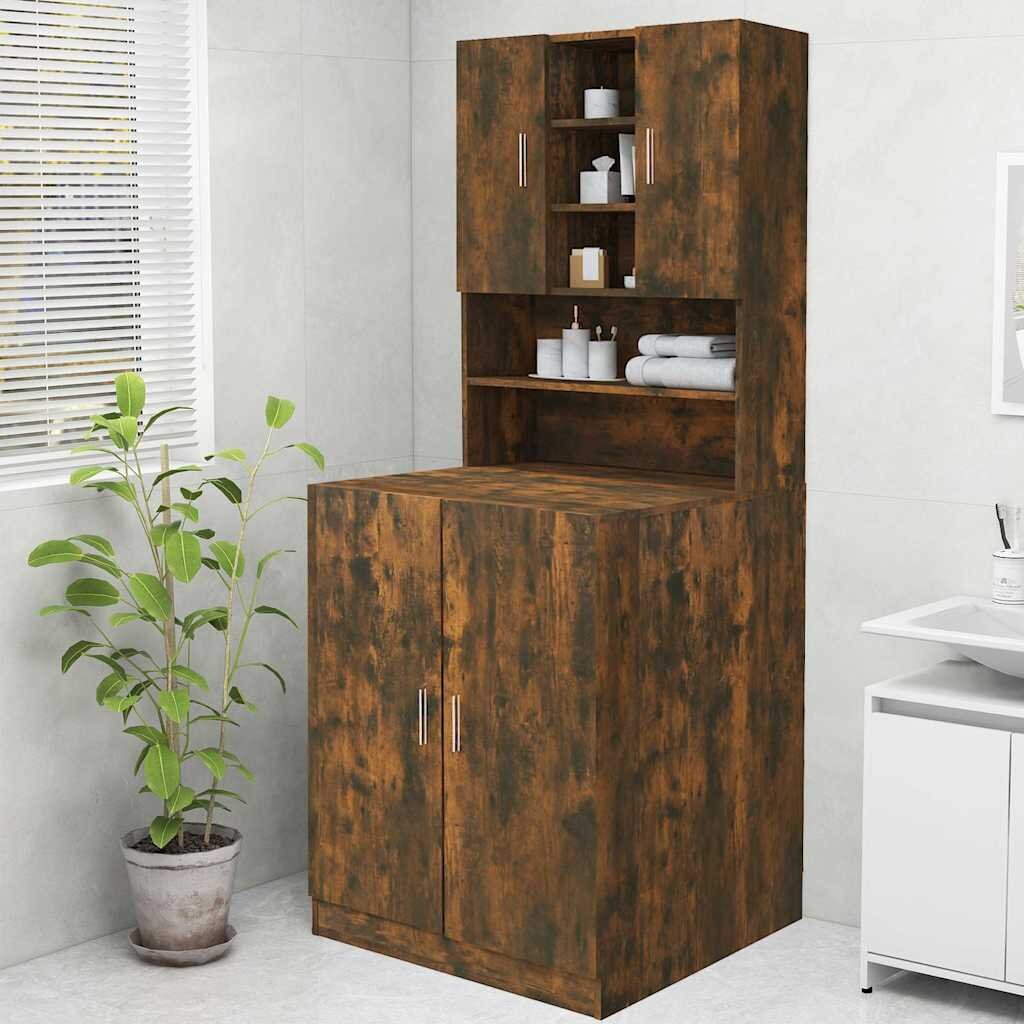 vidaXL Шкаф за пералня опушен дъб 705x255x90 см