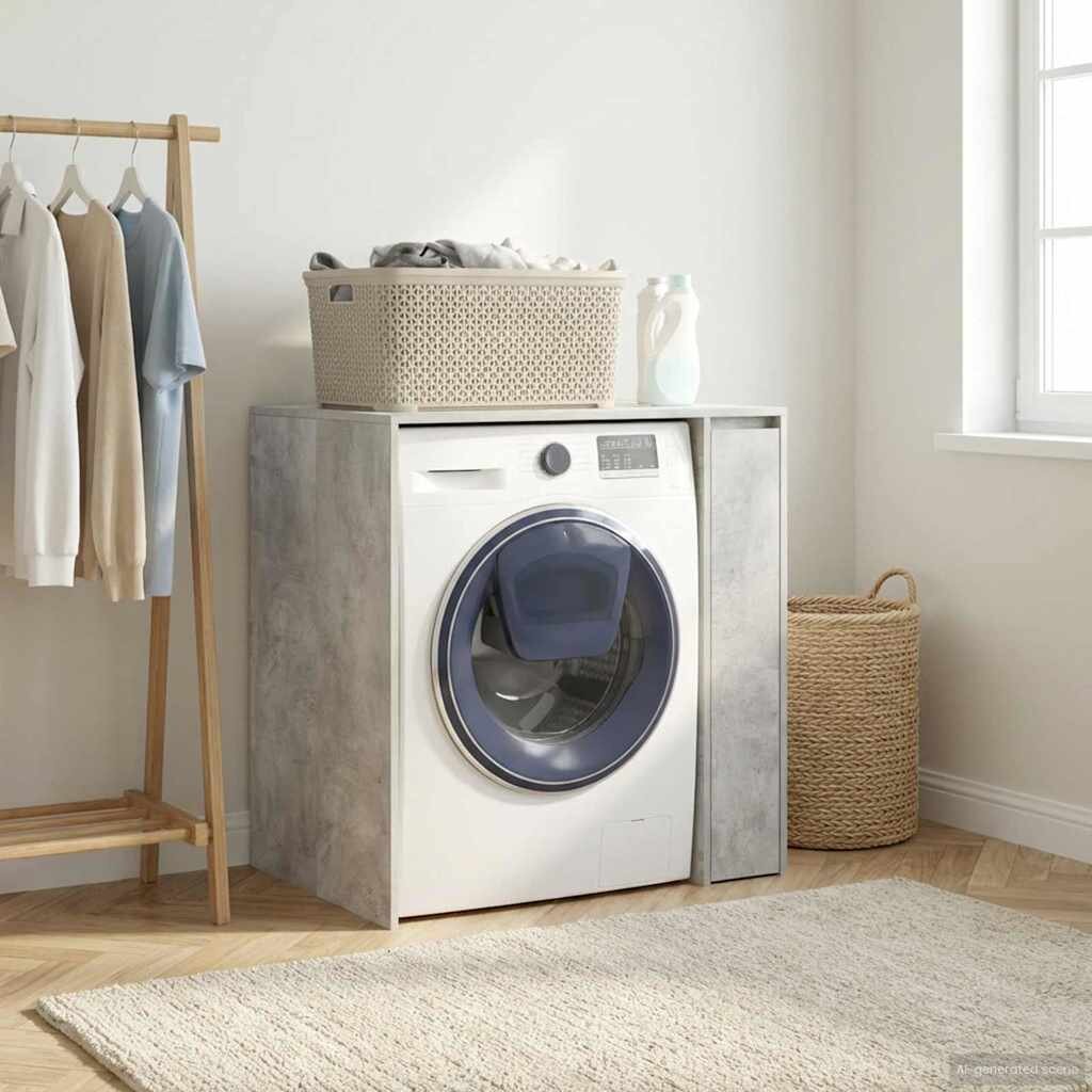 vidaXL Шкаф за пералня със съхранение Бетонно сиво 87 x 60 x 89 см