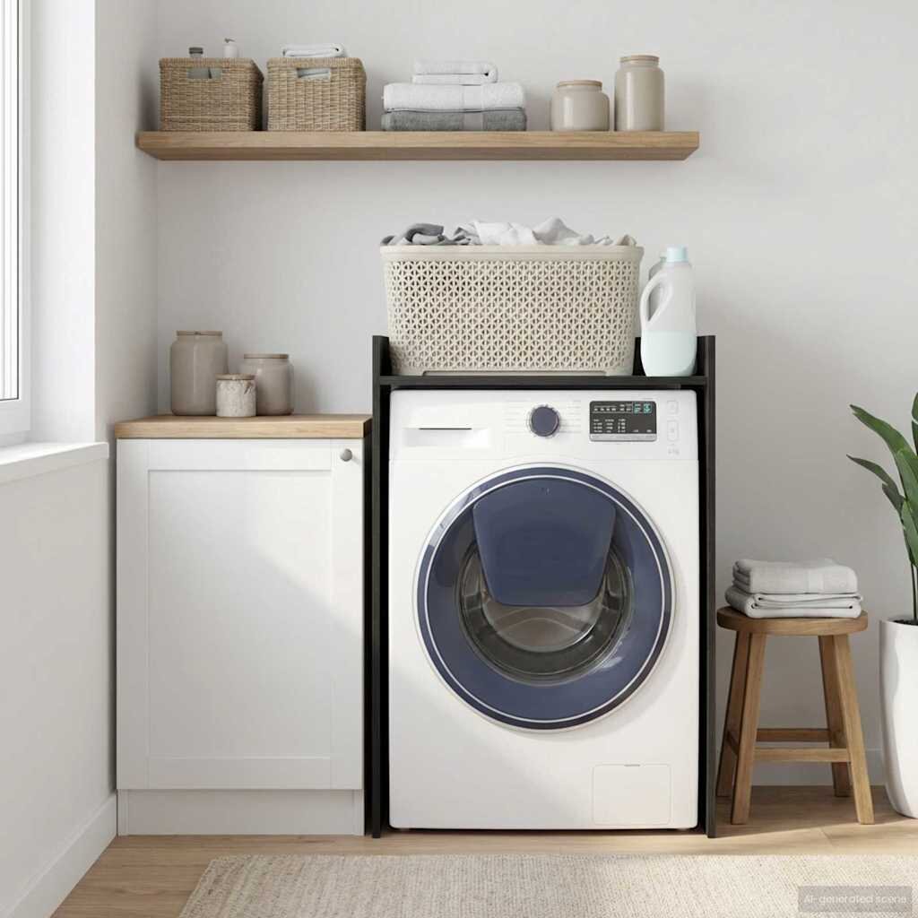 vidaXL Шкаф за пералня със съхранение Черния дъб 675 x 48 x 97 см