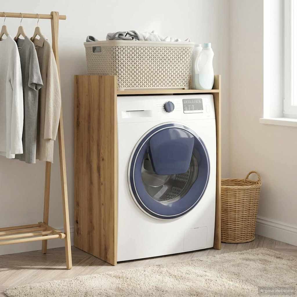 vidaXL Шкаф за пералня със съхранение Дъб Артизан 675 x 48 x 97 см