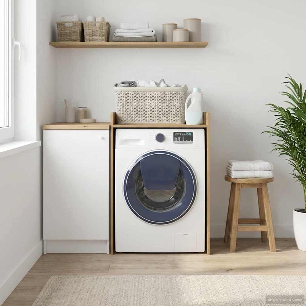 vidaXL Шкаф за пералня със съхранение Дъб Артизан 675 x 62 x 97 см