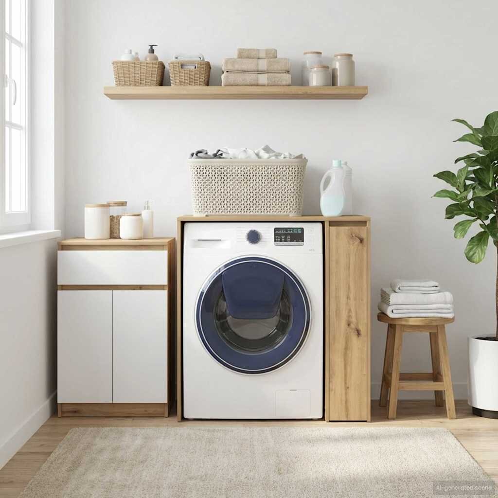 vidaXL Шкаф за пералня със съхранение Дъб артизан 87 x 60 x 89 см