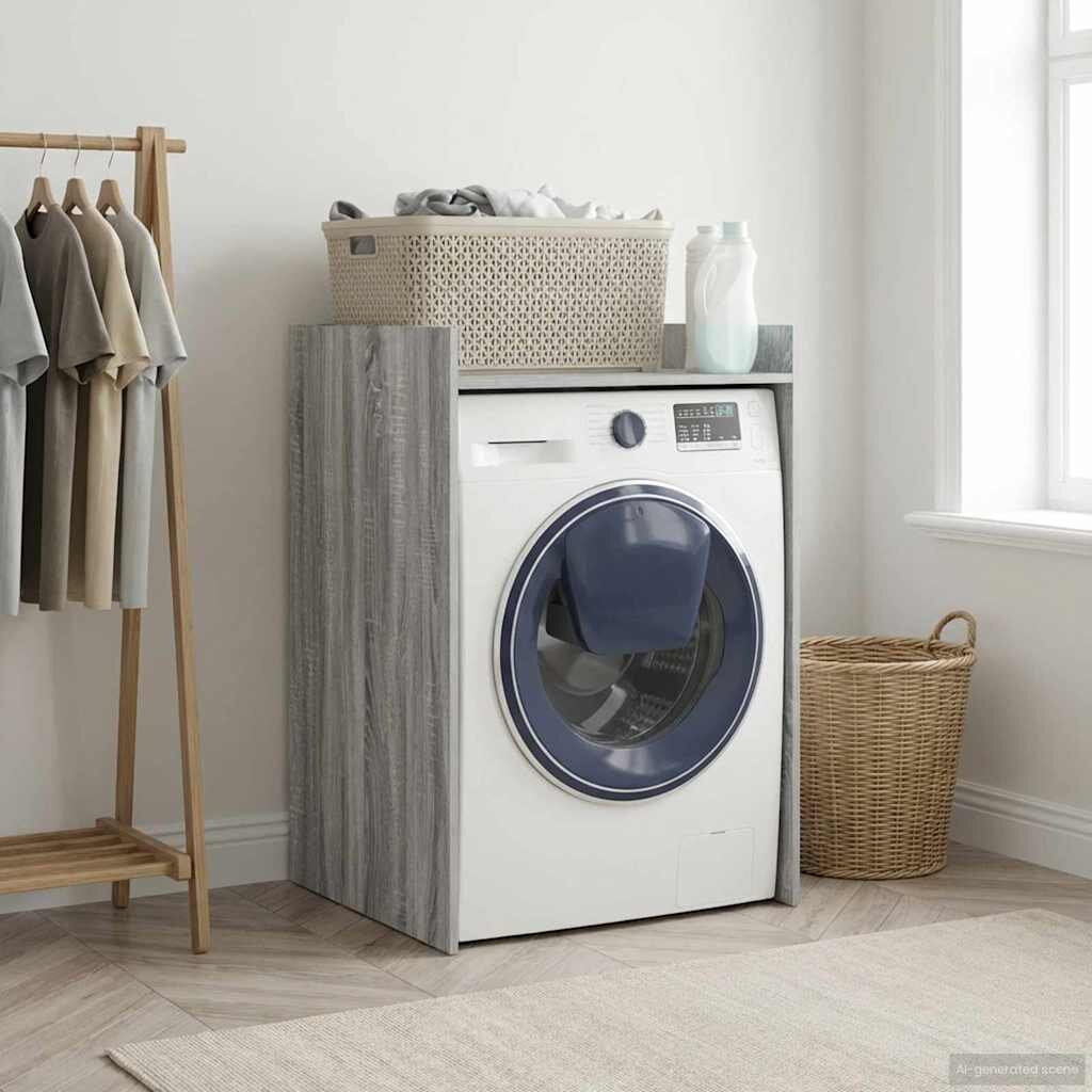 vidaXL Шкаф за пералня със съхранение Сив Сонома 675 x 62 x 97 см