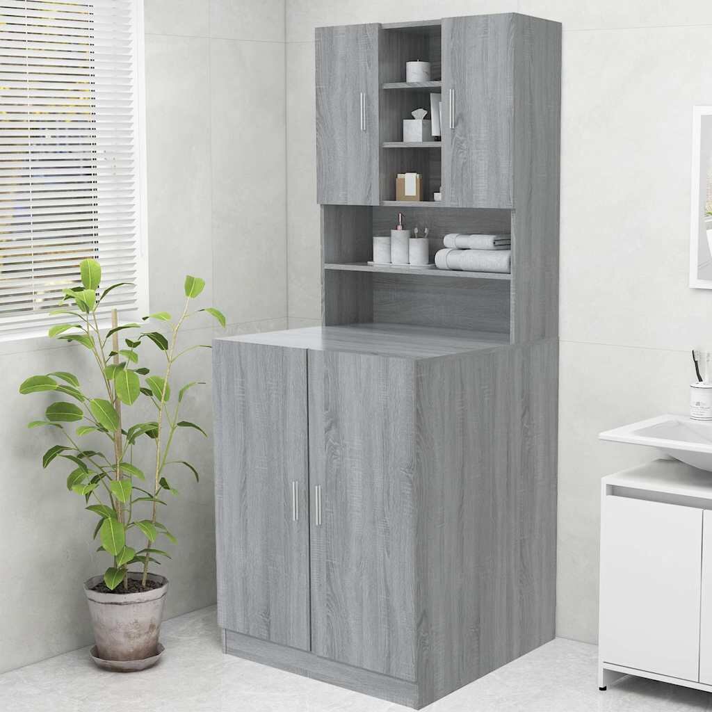 vidaXL Шкаф за пералня сив сонома 705x255x90 см