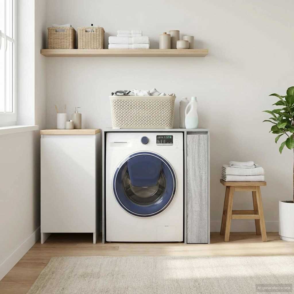 vidaXL Шкаф за пералня Сив Сонома 87 x 60 x 89 см Инженерна дървесина