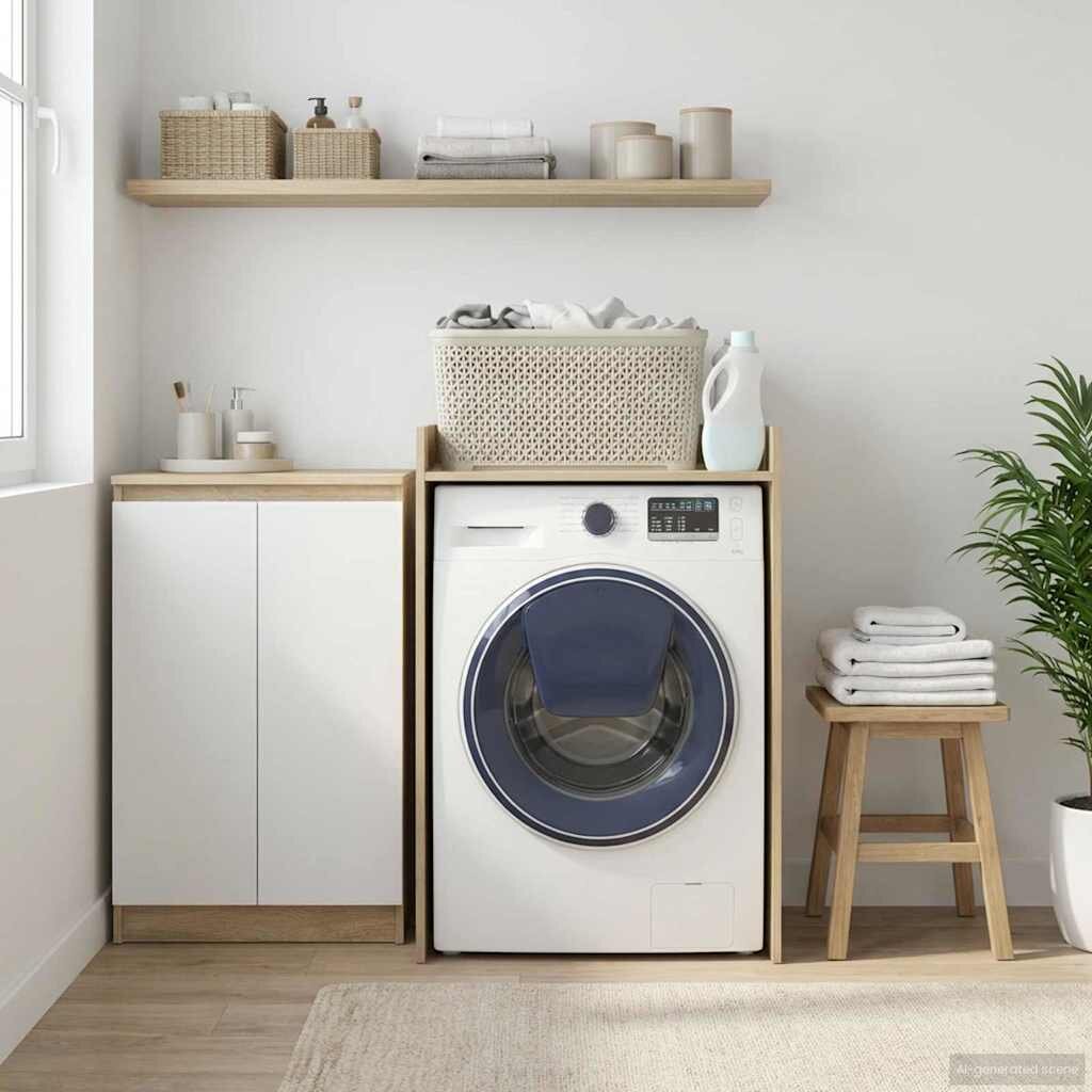 vidaXL Шкаф за пералня Сонома 675 x 48 x 97 см Инженерна дървесина