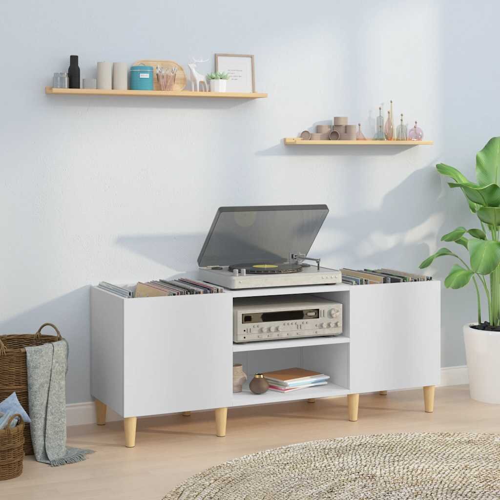 vidaXL Шкаф за плочи бял 121x38x48 см инженерно дърво