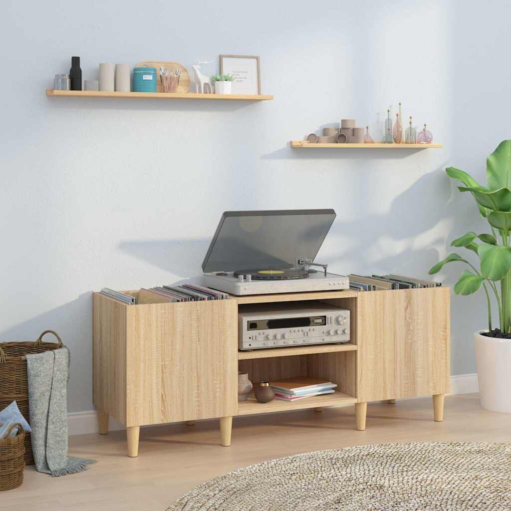 vidaXL Шкаф за плочи дъб сонома 121x38x48 см инженерно дърво